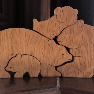 Family of Four Bears Animal Puzzle in Oak