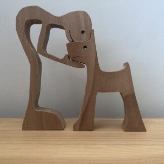 Standing Man and Dog made from Beech Hardwood